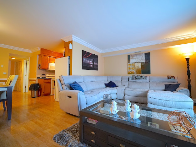 5744 106th Street, Unit 3C Chicago Ridge, IL 60415 - Photo 3 of 19 a living room with furniture and a flat screen tv