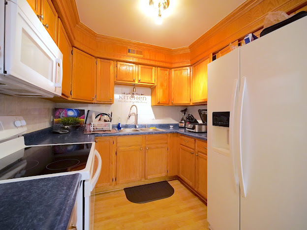 5744 106th Street, Unit 3C Chicago Ridge, IL 60415 - Photo 10 of 19 a kitchen with stainless steel appliances granite countertop a sink a stove and a refrigerator