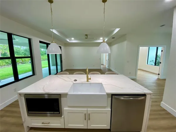 a view of a kitchen counter top space