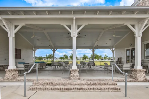 a view of a garage with sitting area