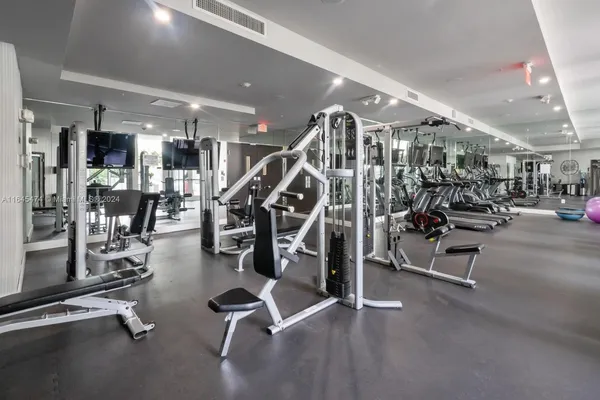 a view of a room with gym equipment