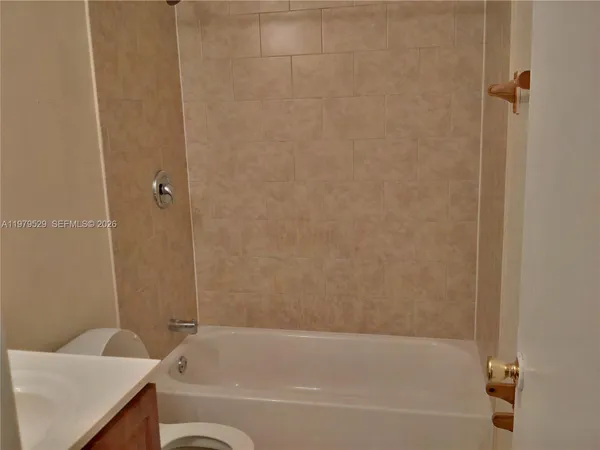 a bathroom with a bathtub