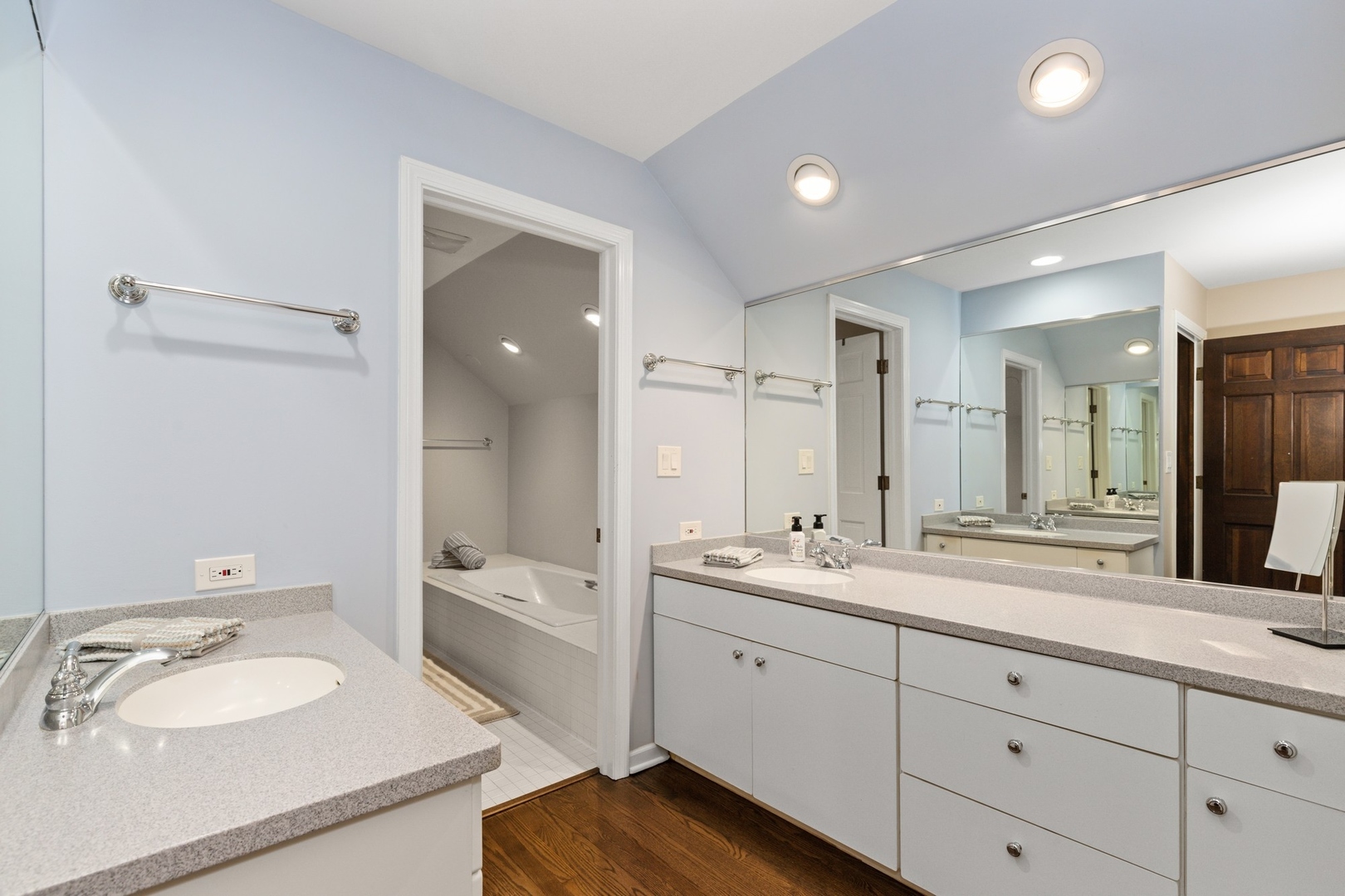 675 Rockefeller Road Lake Forest, IL 60045 - Photo 17 of 31 a bathroom with a double vanity sink mirror double and shower