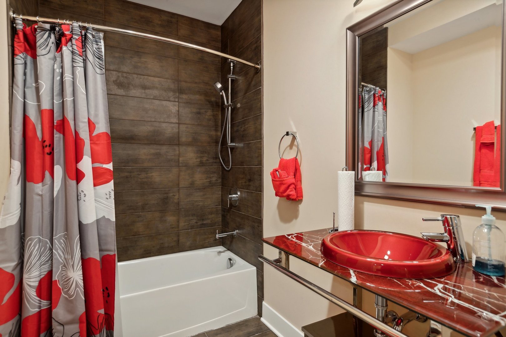 264 Linden Road Northbrook, IL 60062 - Photo 63 of 88 a bathroom with a sink and a shower curtain
