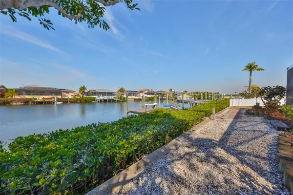 a view of a lake with houses