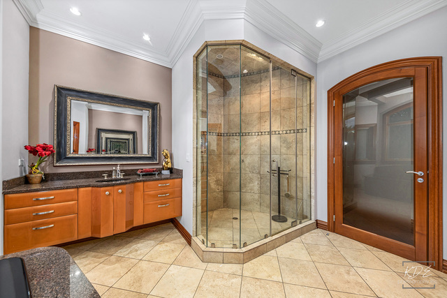 904 South Edgewood Lane Mount Prospect, IL 60056 - Photo 25 of 59 a bathroom with a mirror a bathtub and a shower
