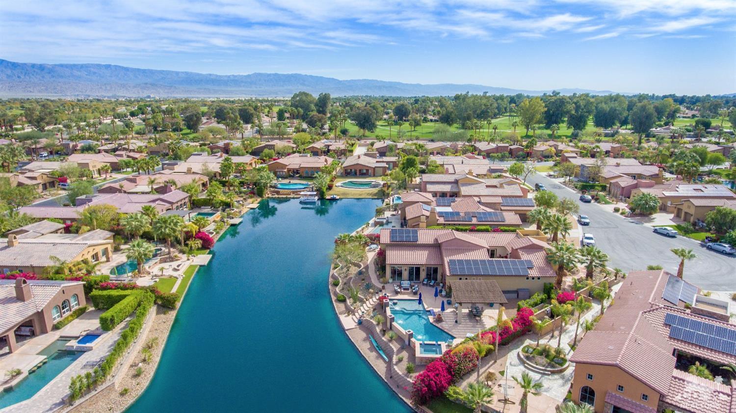 10 Via Santa Ramona Rancho Mirage, CA 92270 - Photo 25 of 78 an aerial view of a house with a lake view