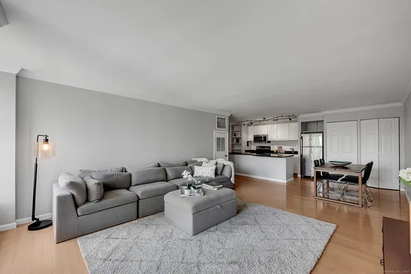 a living room with furniture and a couch