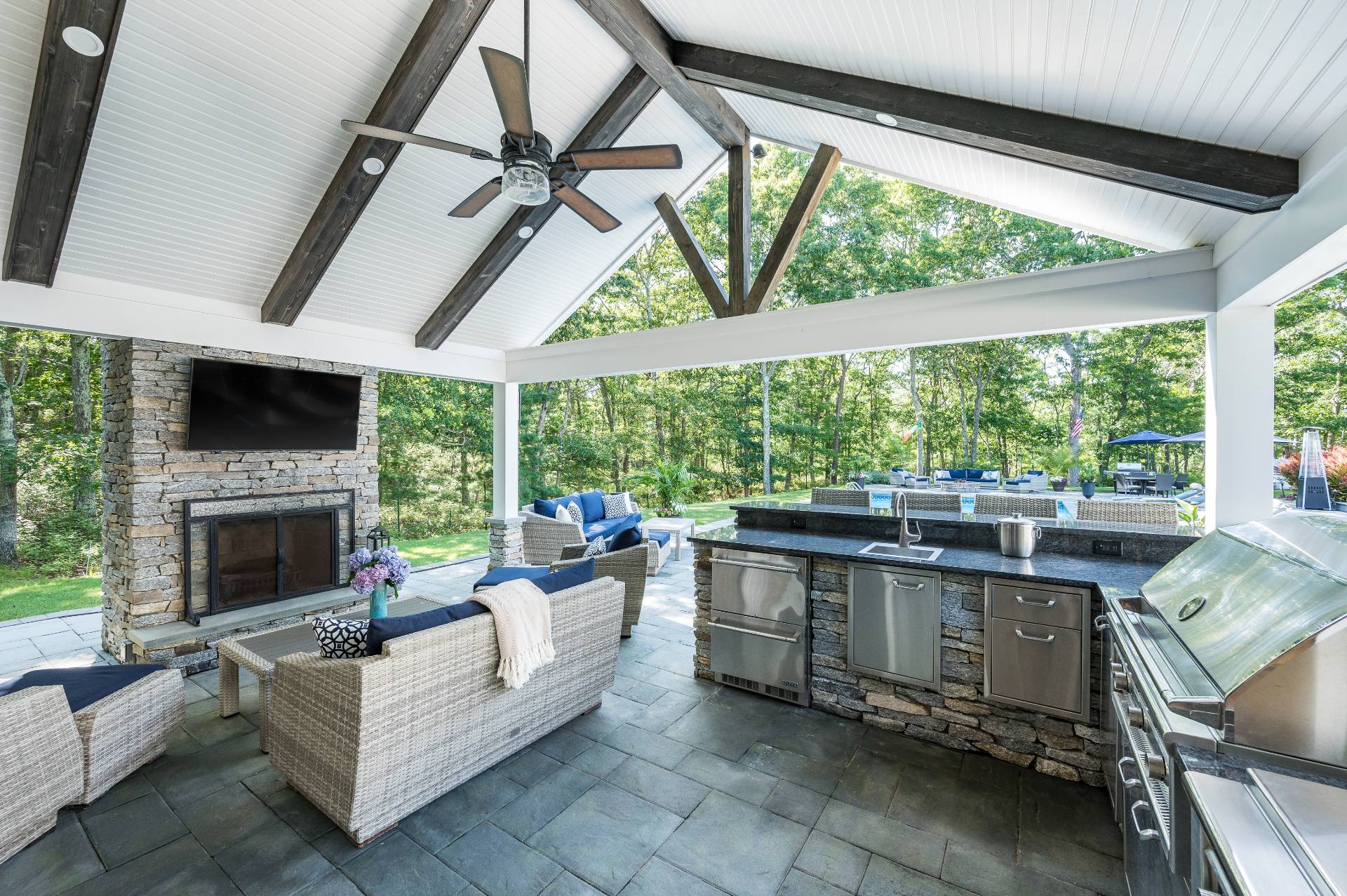 14 High Ridge Road East Hampton, NY 11937 - Photo 12 of 43 a living room with furniture and a fireplace