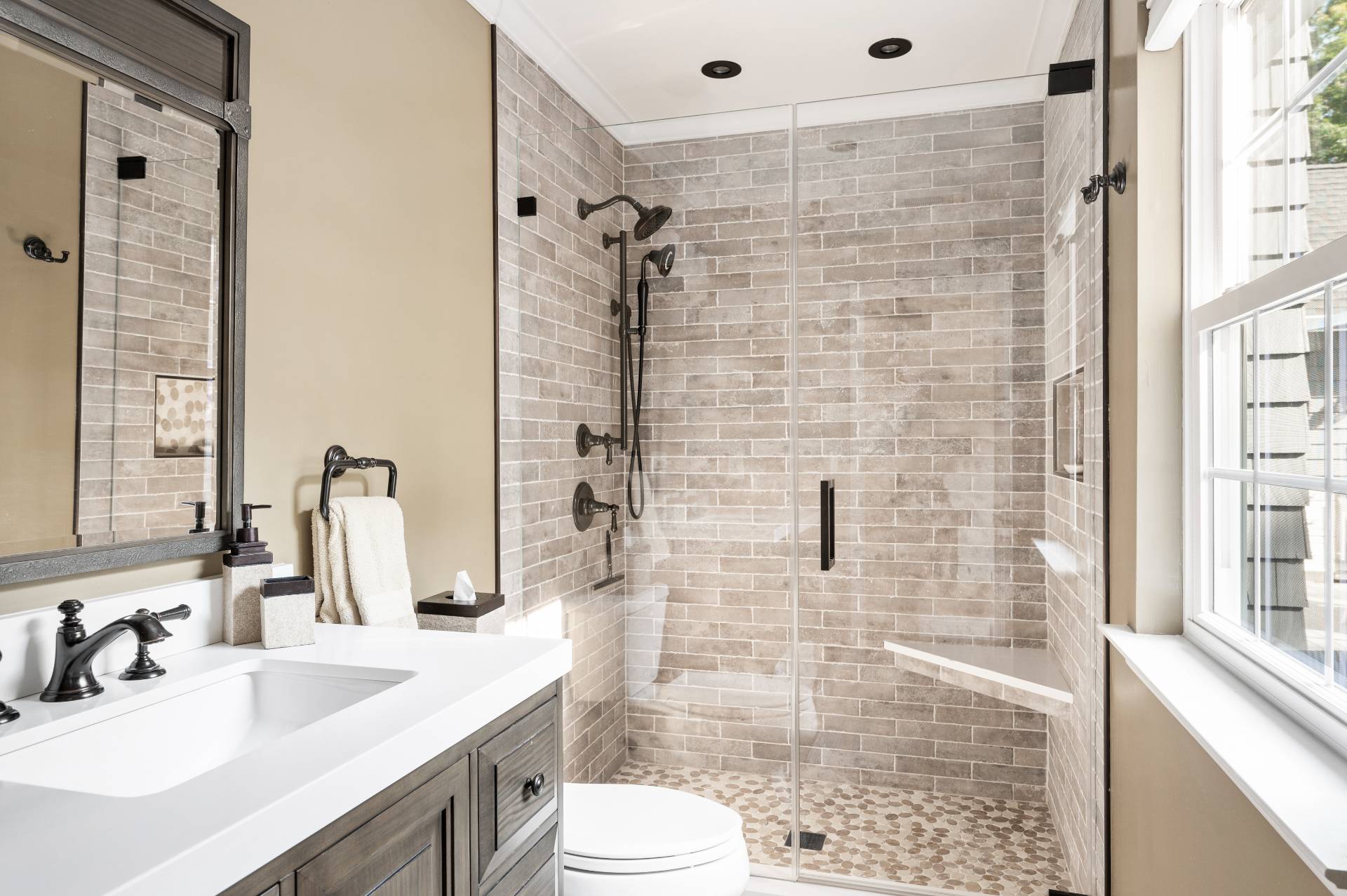 14 High Ridge Road East Hampton, NY 11937 - Photo 33 of 43 a bathroom with a sink a toilet and shower