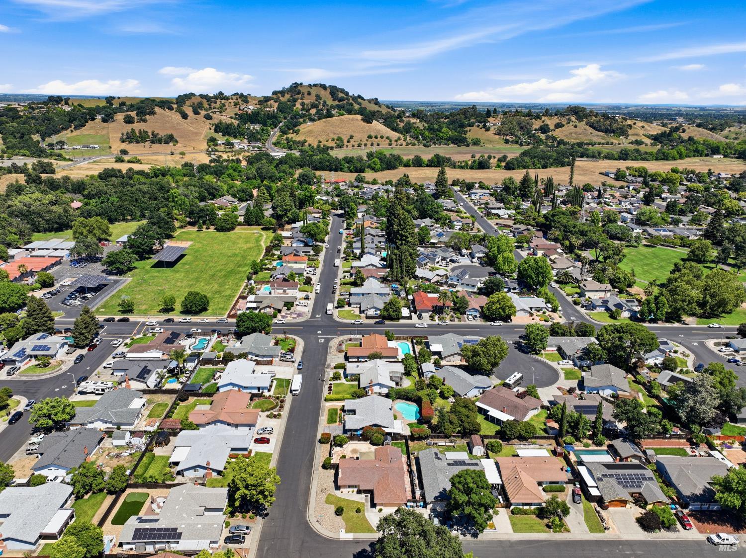 773 Blue Ridge Lane Vacaville, CA 95688 - Photo 42 of 44 an aerial view of residential houses with outdoor space and trees