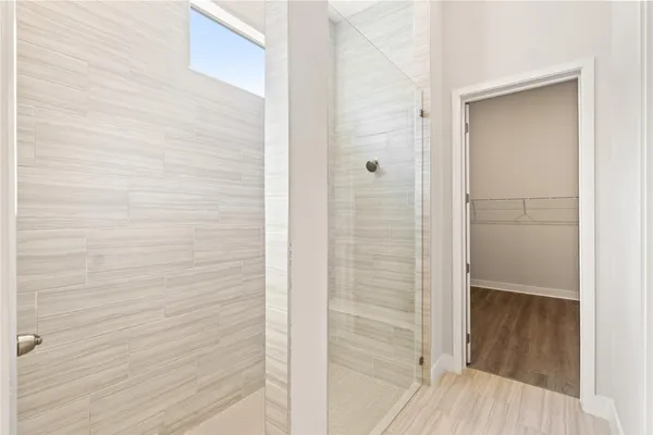 a bathroom with a shower