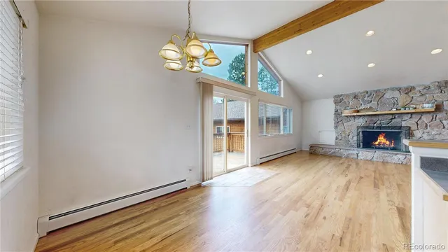 an empty room with windows