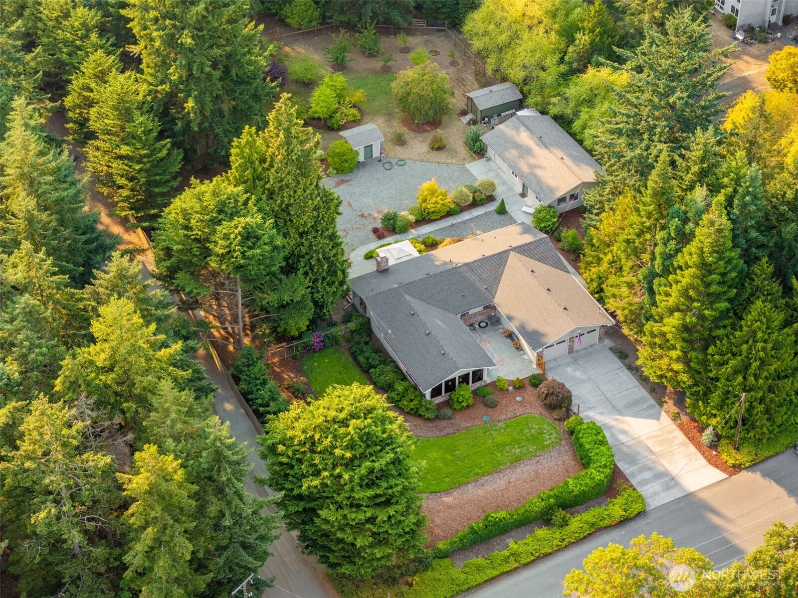 383 Kirner Road Sequim, WA 98382 - Photo 2 of 40 an aerial view of a house with a garden