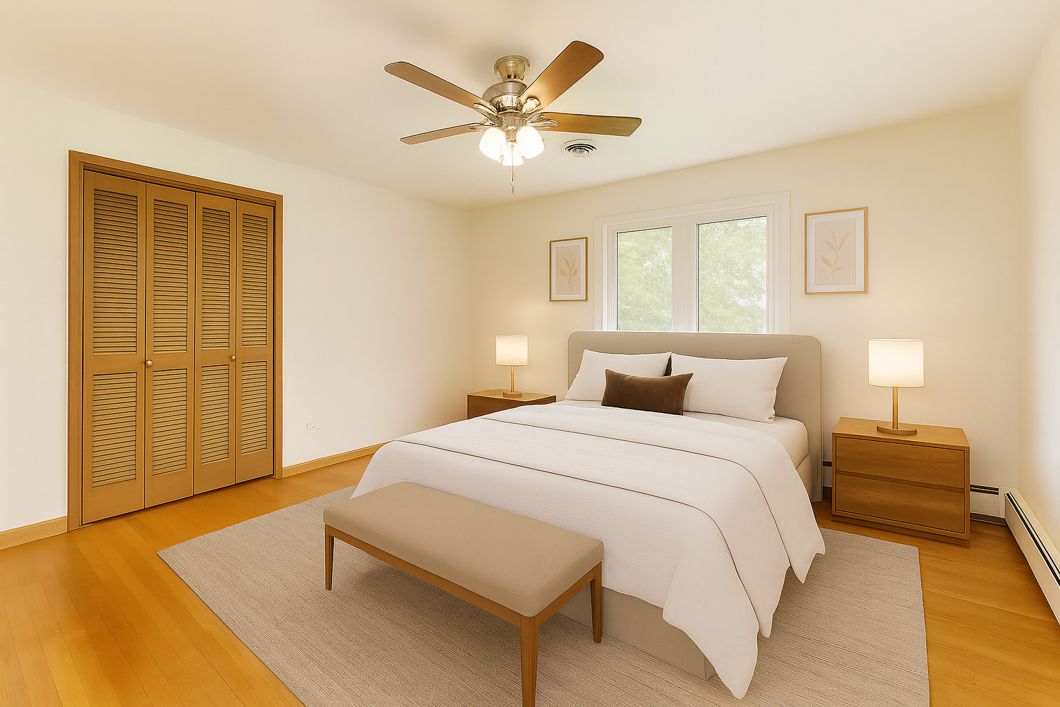 4900 Ridgewood Avenue Norridge, IL 60706 - Photo 5 of 9 a bedroom with a bed and a ceiling fan