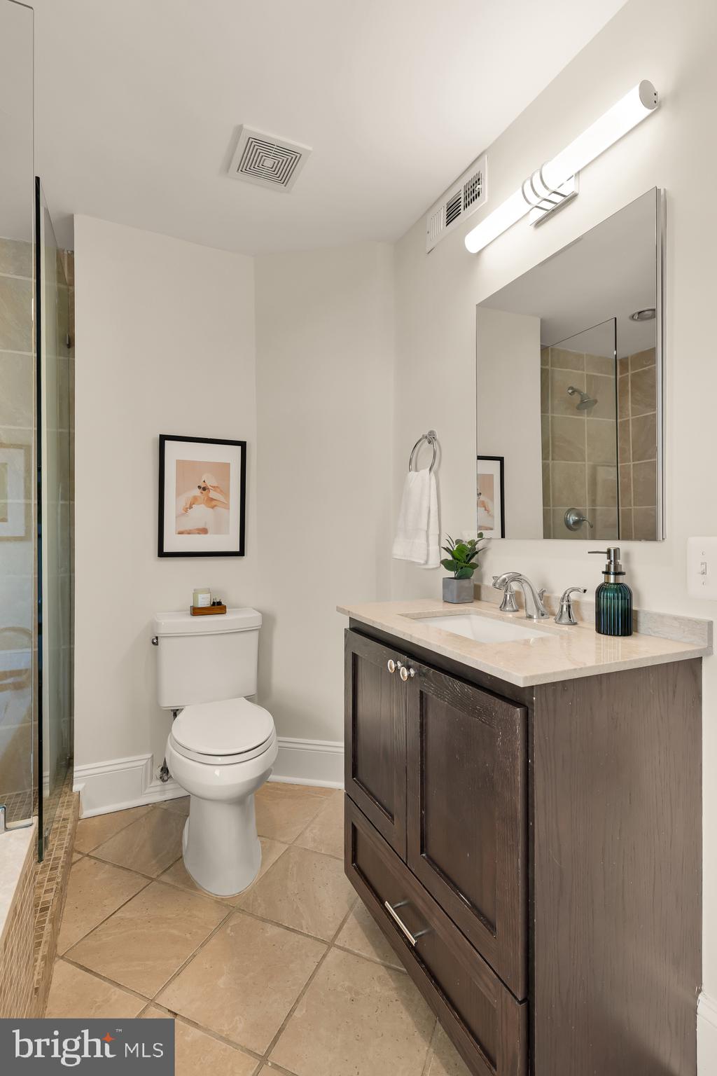 632 Acker Place Northeast Washington, DC 20002 - Photo 43 of 57 a bathroom with a sink a toilet and mirror