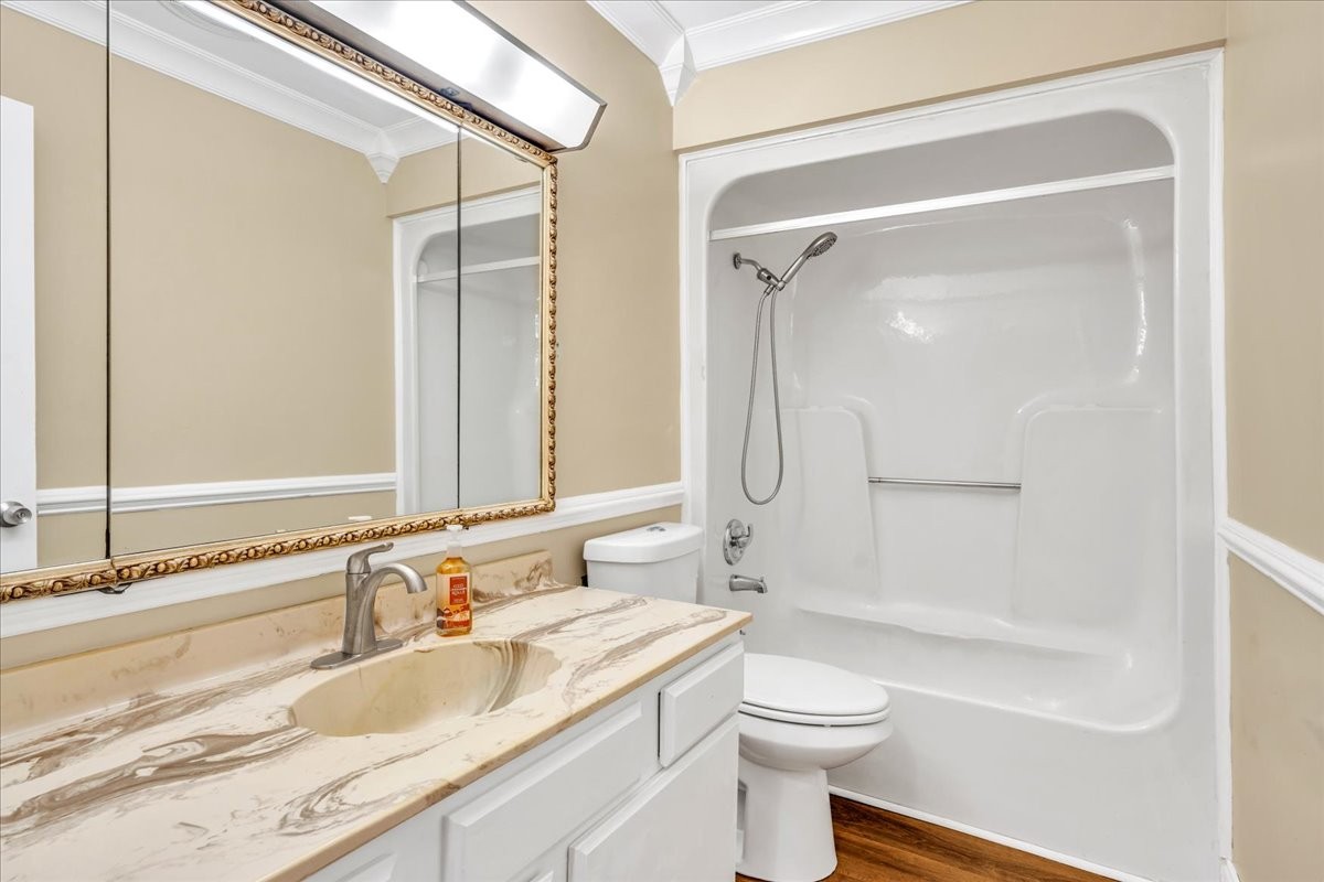 183 Prairie Plains Road Hillsboro, TN 37342 - Photo 24 of 63 a bathroom with a granite countertop sink toilet and shower