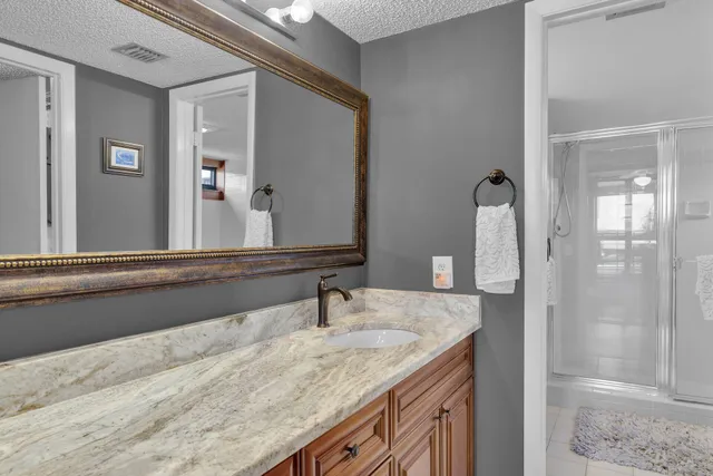 an aerial view of a house with garden