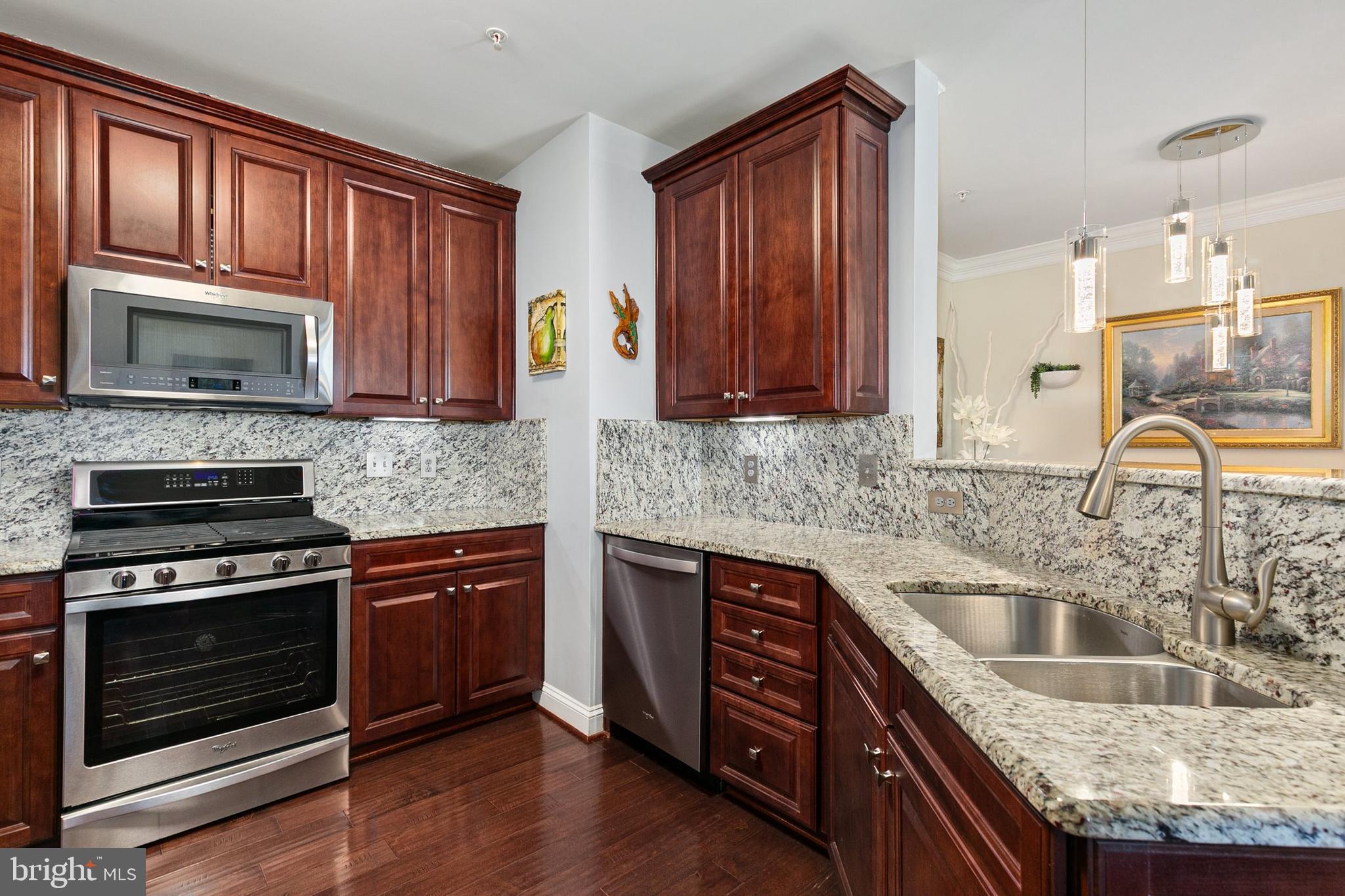 3825 Doc Berlin Drive, Unit 25 Silver Spring, MD 20906 - Photo 10 of 41 a kitchen with granite countertop a stove sink and microwave