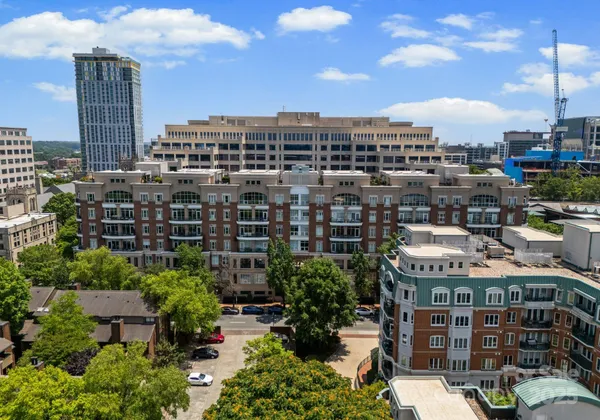a view of a city with tall buildings