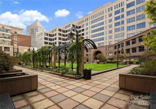 a view of a building with garden