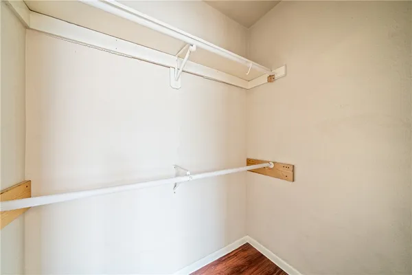 a close up view of closet