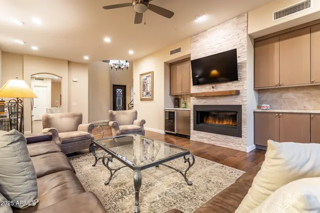 a view of a balcony with a forest
