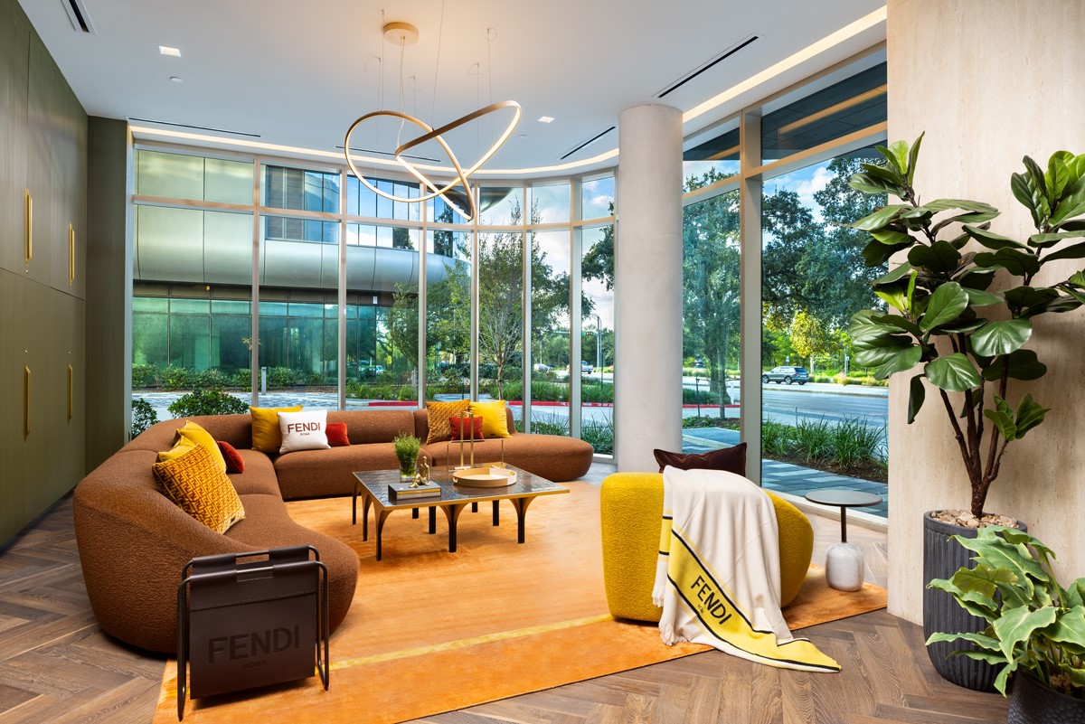 1711 Allen Parkway, Unit 2001 Houston, TX 77019 - Photo 18 of 33 Step into the realm of opulence in the private luxury condo lobby adorned with exquisite FENDI Casa furniture.
