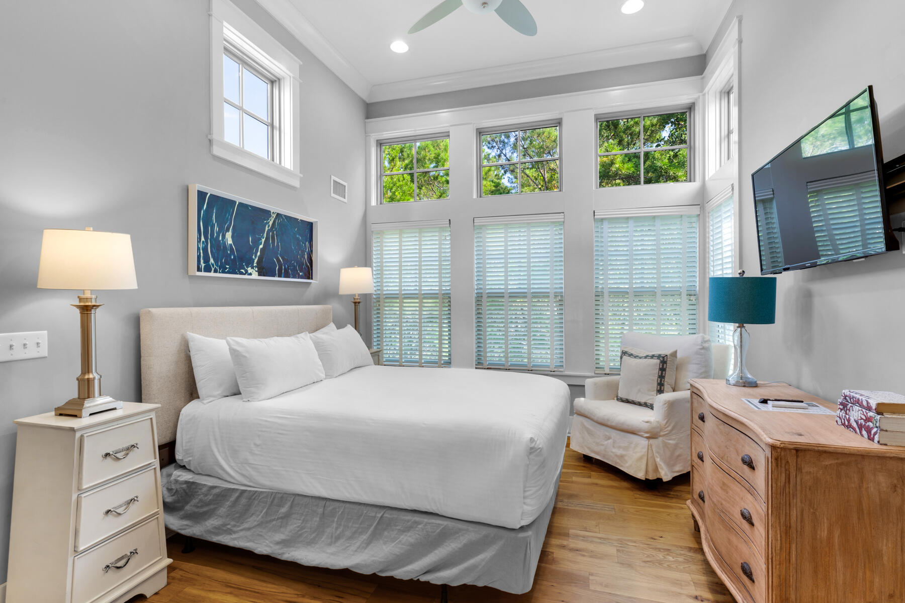 87 Salt Box Lane West Inlet Beach, FL 32461 - Photo 39 of 122 a bedroom with a bed and flat tv screen on the dresser