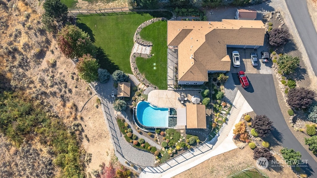 1665 Pitcher Canyon Road Wenatchee, WA 98801 - Photo 39 of 39 an aerial view of a house with outdoor space swimming pool