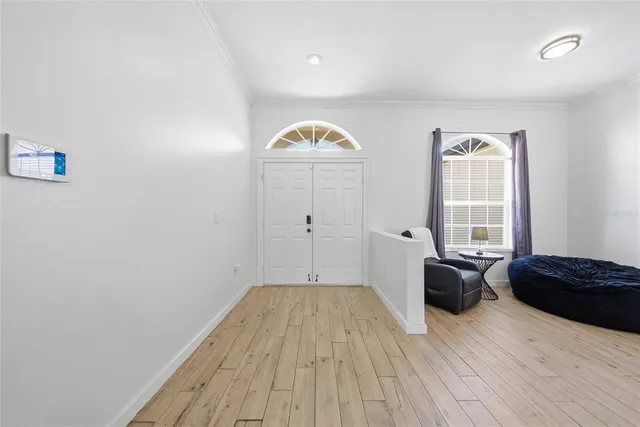 a view of a livingroom with a window