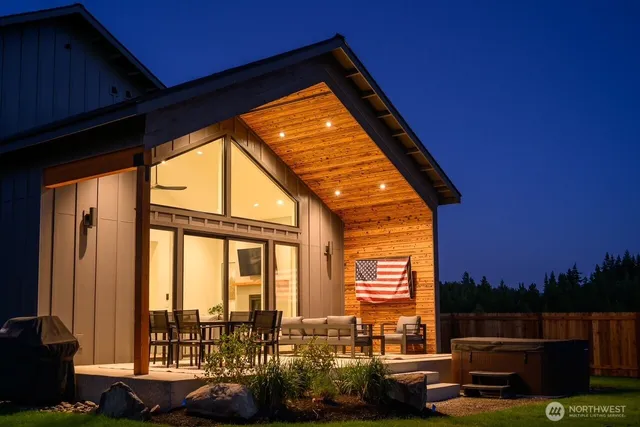 a view of balcony with furniture
