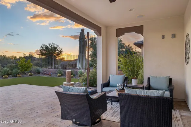 a view of outdoor space with seating area