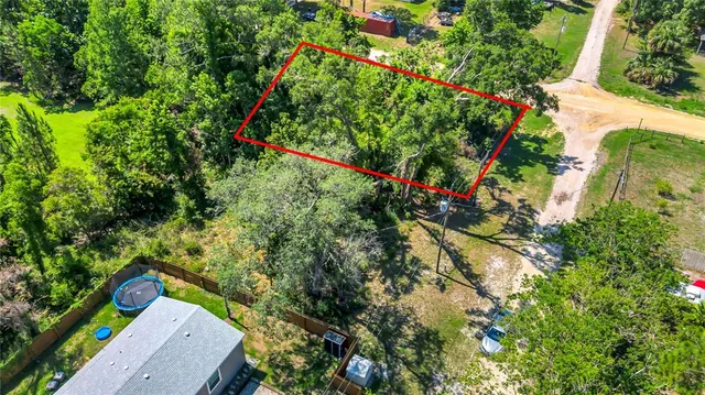 a backyard of a house with lots of green space and trees