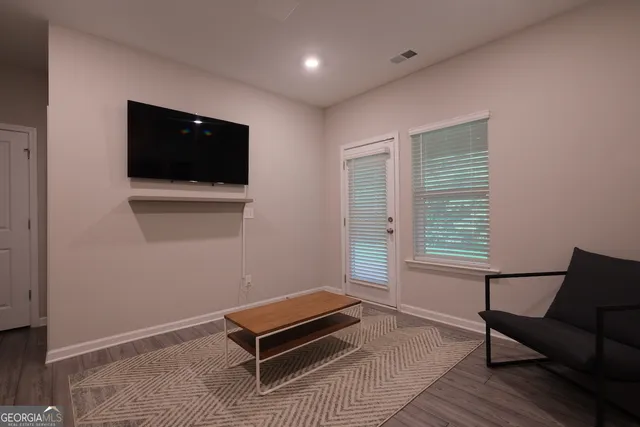 a living room with furniture