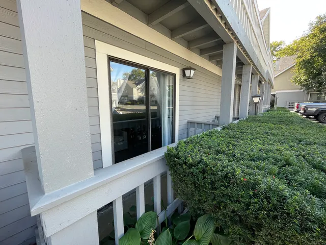 a view of front door and yard