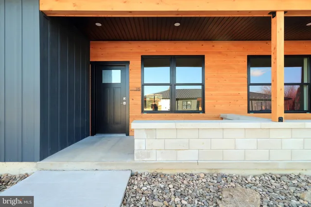 a view of a building with large windows