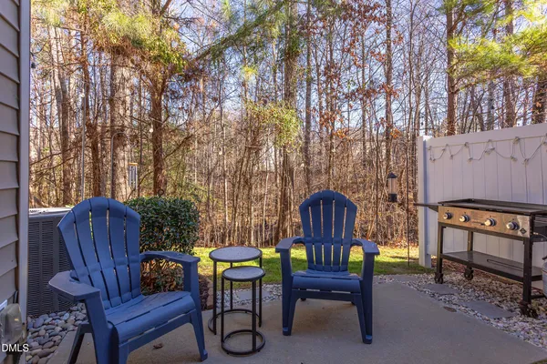 a view of a chairs in patio