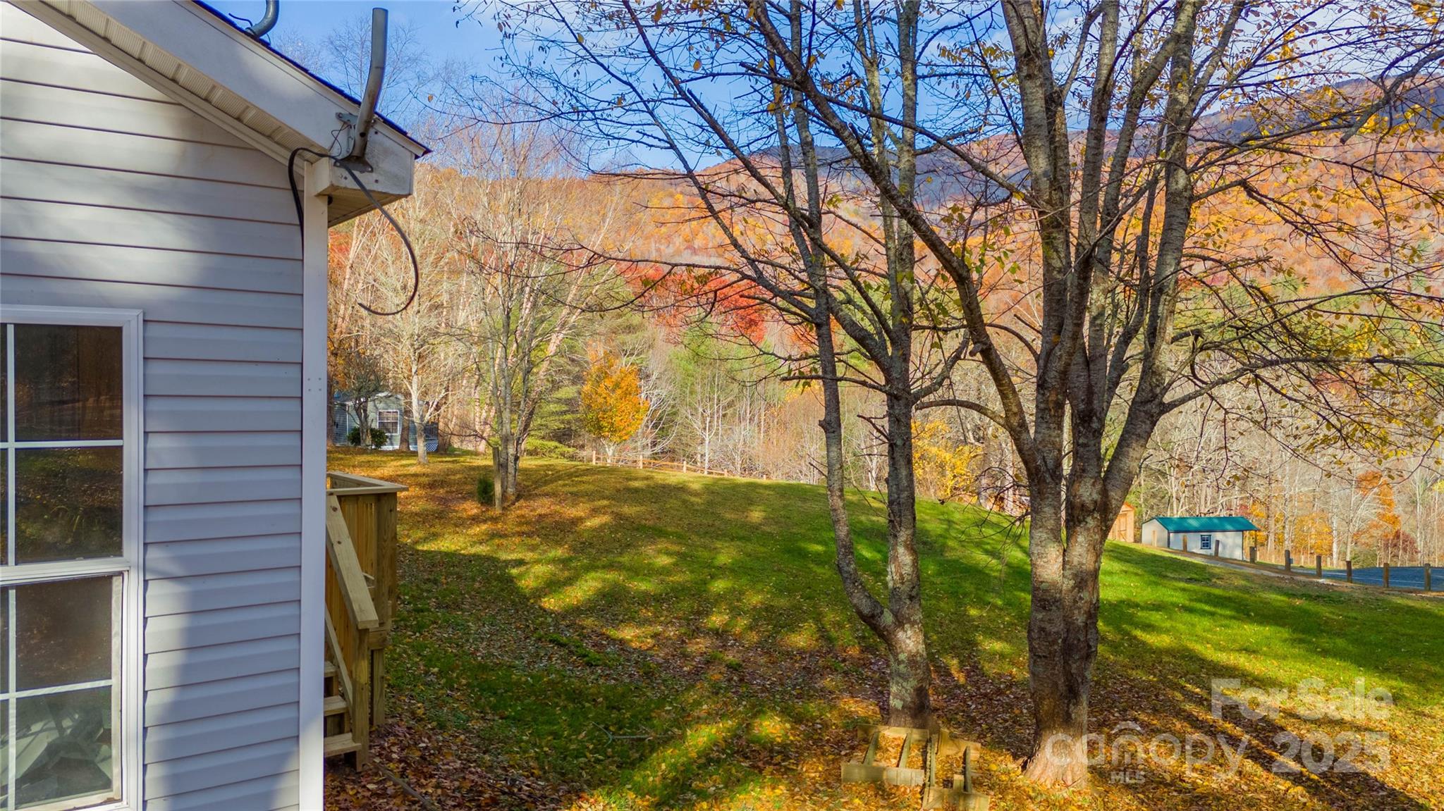 1960 Hanging Rock Road Spruce Pine, NC 28777 - Photo 16 of 47 a view of a yard with wooden house and a large tree