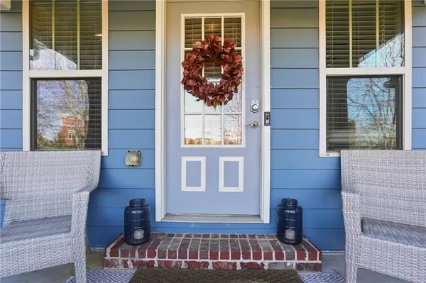 a front view of a house with a window