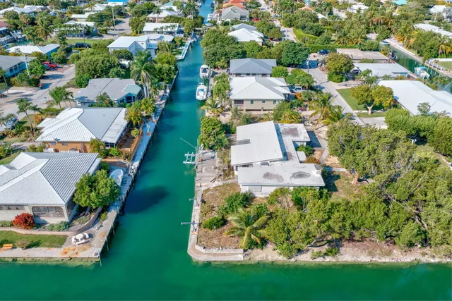 an aerial view of residential houses with outdoor space and street view