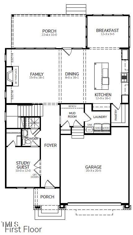 1717 Burnette Gdn Path Raleigh, NC 27612 - Photo 17 of 19 Lot 12 BN - Floor Plan - 1st