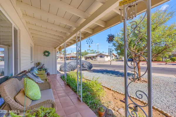 a house view with a seating space