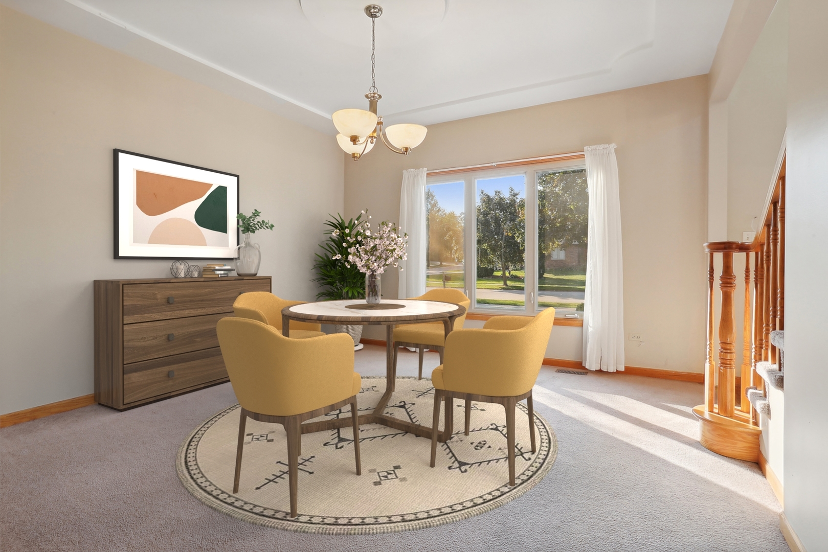 10646 Halligan Way Mokena, IL 60448 - Photo 11 of 28 a dining room with furniture a chandelier and wooden floor
