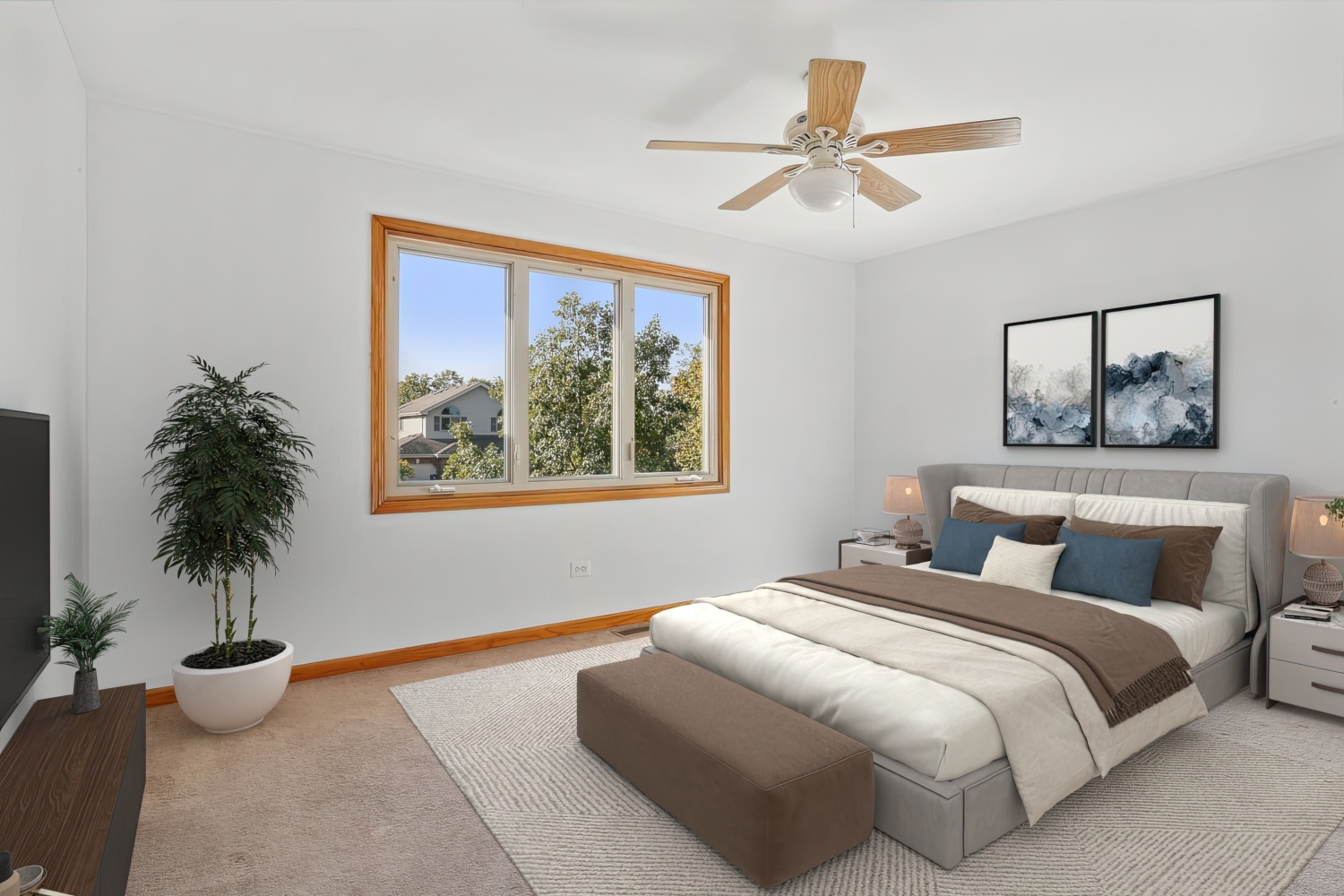 10646 Halligan Way Mokena, IL 60448 - Photo 24 of 28 a bedroom with a large bed and a potted plant