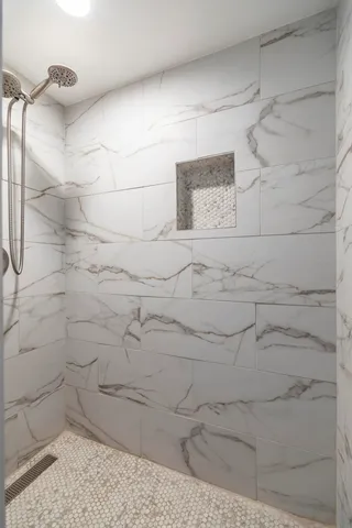 a bathroom with a shower