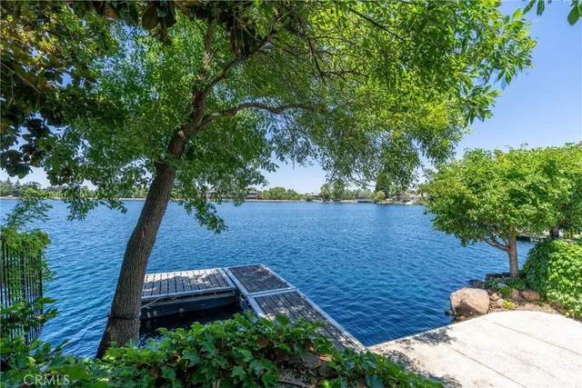 a view of a lake with a city view