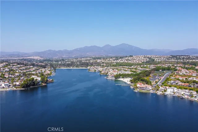 a view of a lake with a mountain