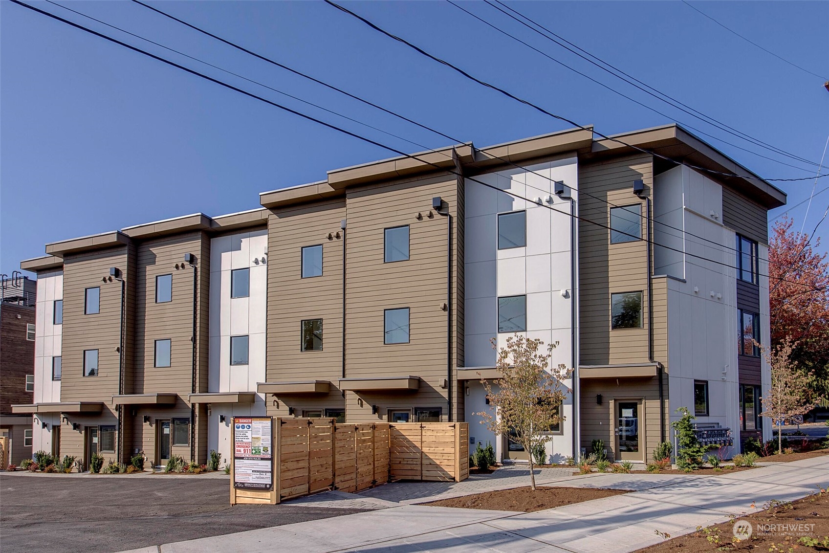 front view of a building with a street
