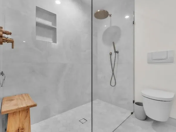 a bathroom with a shower